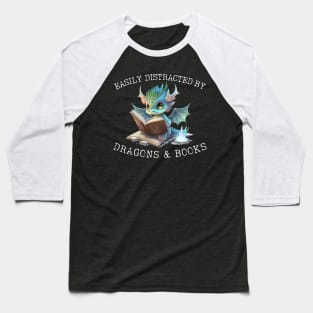 Easily Distracted by Dragons and Books Introvert Shirt Baseball T-Shirt